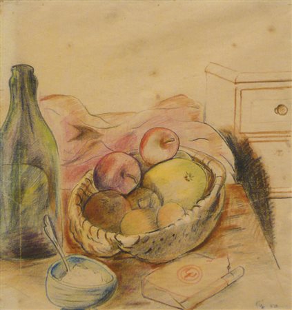 Josef Kien (Dessau 1903 - Bracciano 1985) Natura morta, ca. 1950;Pastello, 22...