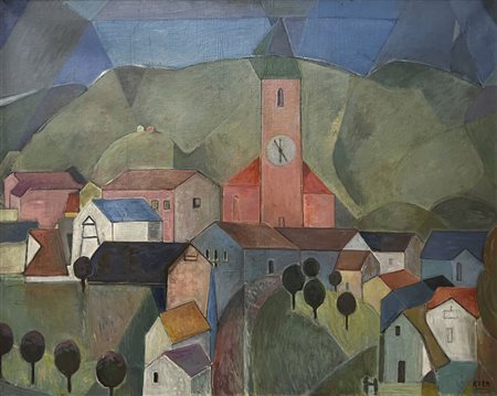 Josef Kien (Dessau 1903 - Bracciano 1985) Castelrotto, 1950;Olio su tela, 80...