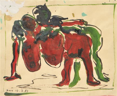 Otto Mühl (Grodnau 1925 –Moncarapacho, Olhão 2013) Eros, 1983;Tempera su...