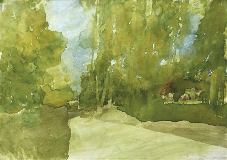 Gottfried Salzmann (* Saalfelden 1943) Bosco, 1990;Acquerello, 33 x 45 cm, in...
