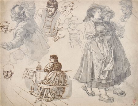 Monogrammist K. H. S, Mitte 19. Jh. Tipi popolari tirolesi;China, 16 x 20,5...