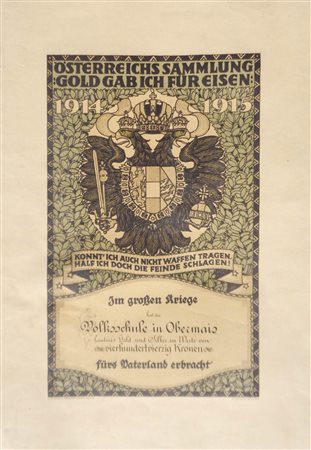 Anonym/anonimo Volkschule Obermais, 1914/1915;Stampa, 65 x 47 cm, testo „Im...