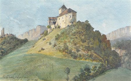 F. Wirth Castel Guardia presso Appiano, 1896;Acquerello, 14 x 22 cm, in...