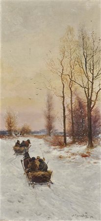 S. Miorczynski Partenza per la caccia dal Castel Pilica/Pilicy, Polonia,...