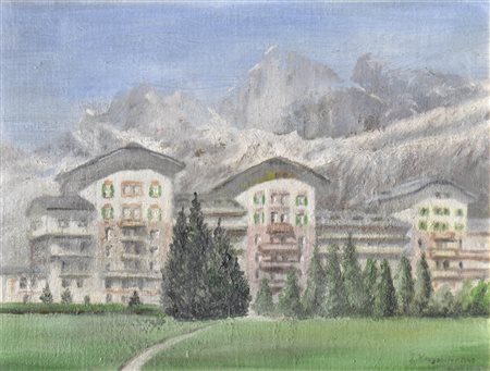 Josef Königshofer Latemar / Grand Hotel Karersee, 1943;2 dipinti, olio su...