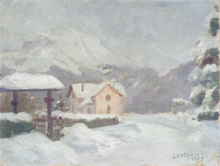 Luigi Brignoli (Palosco 1881 – Bergamo 1952) Paesaggio alpino, 1939;Olio su...