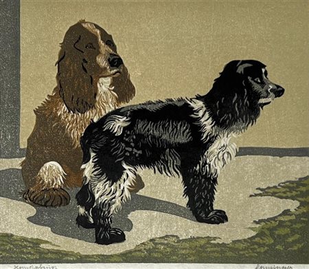 Rudolf Lanzinger (Brixen/Bressanone 1913 - Bruneck/ Brunico 1989) Due cocker...