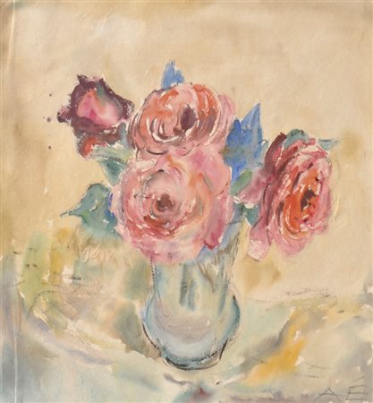 Anni Egösi (Meran/Merano 1894 – 1954) Rose rosse;Acquerello su carta...