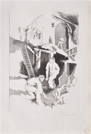 Franco Murer (* Falcade 1952) Operaio;Acquatinta, 48,5 x 34,5 cm (lastra)...