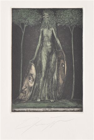 Ernst Fuchs (Wien/Vienna 1930 – 2015) Flora Okuli, 1975;Acquaforte, 24 x 17...