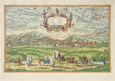 Braun/Hogenberg Granada, 1563;Incisione in rame col. coeva, 32,3 x 50 cm,...