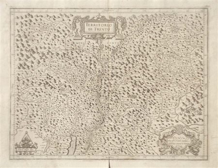 Giovanni Antonio Magini Il territorio di Trento, 1608;Incisione in rame, 36 x...
