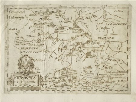 Provincia tyrolis cum confinis, ca. 1712;Incisione in rame, 22,7 x 31,2 cm,...