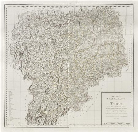Peter Anich / Blasius Hueber / A. von Wenzely Neueste Generalkarte von Tyrol,...
