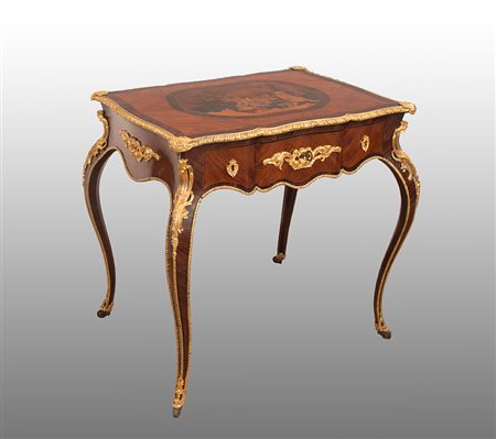 Tavolino scrittoio intarsiato Napoleone III francese - XIX secolo
