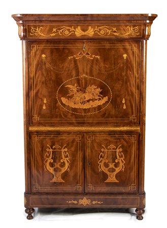 Secrétaire intarsiato Carlo X francese - XIX secolo