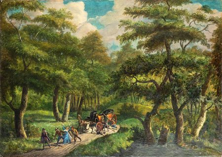 Dipinto inglese raffigurante paesaggio - XIX secolo
