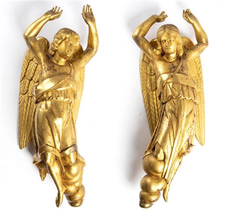 Coppia di sculture dorate  italiane - XVIII secolo