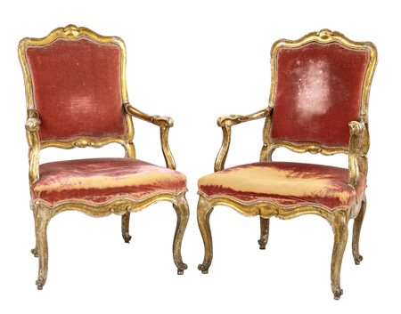 Coppia di sedie dorate  italiane - Italia centrale, metà XVIII secolo