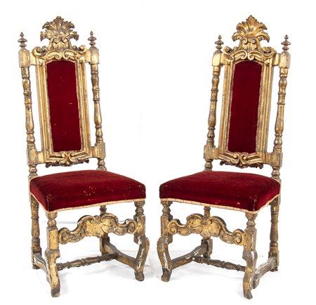 Coppia di sedie dorate  italiane - Veneto, XVIII secolo