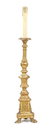 Torciere italiano in legno dorato - XIX secolo