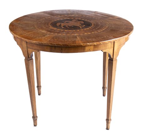 Tavolo italiano intarsiato con San Giorgio - Rolo,  XIX secolo