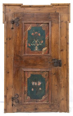 Porta italiana in legno dipinta - Sud Tirolo, XIX secolo