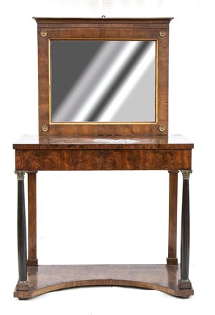 Consolle italiana con specchio in noce - Lucca, XIX secolo