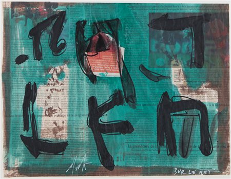 SERGIO DANGELO Milano 1932 Sur Le Net tecnica mista su carta cm. 33x43,5,...