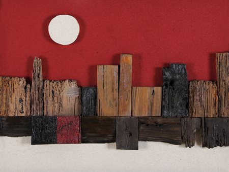 PIERLUIGI DE LUTTI Monfalcone 1959 Città allo specchio tecnica mista su...