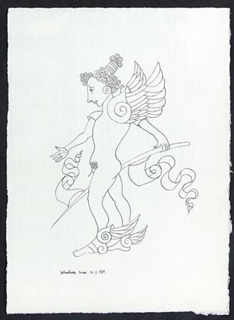 GAETANO POMPA Forenza (PZ) 1933 - 1998 Putto alato, 1975 china su carta cm....