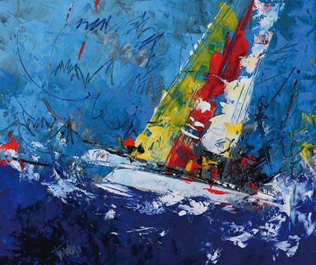 FRANCESCO TORALDO Catanzaro 1960 Luna Rossa, 2012 olio su tavola cm. 46x55,...