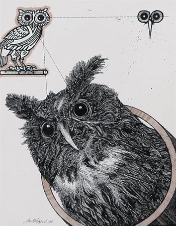 VALERIANO TRUBBIANI Macerata 02/12/1937 Il gufo, 1978 tecnica mista su carta...