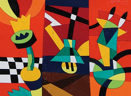 UGO NESPOLO Mosso Santa Maria (Bi) 29/08/1941 Red interior acrilici su legno...