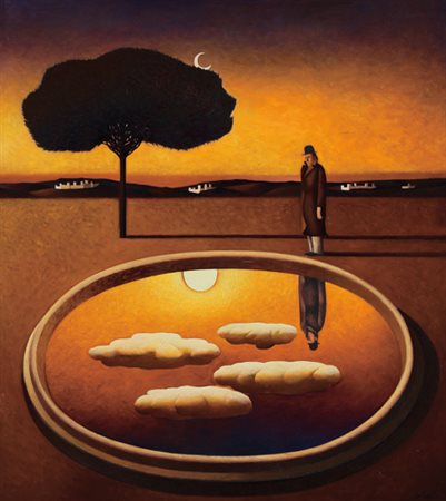 FRANCO FORTUNATO Roma 06/12/1946 Il cercatore di tramonti olio su tela cm....