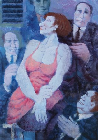 REMO SQUILLANTINI Stia (Ar) 1920 - Firenze 06/08/1996 Corteggiamento olio su...