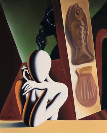MARK KOSTABI Los Angeles 1960 Contemplanting context, 2000 olio su tela cm....