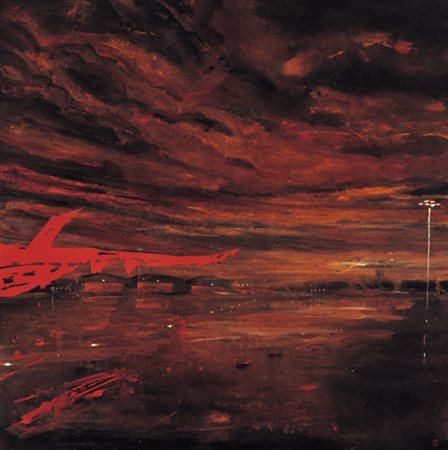 ALESSANDRO BUSCI Milano 1971 Aereo rosso, 2007 smalto su ferro cm. 75x75,...