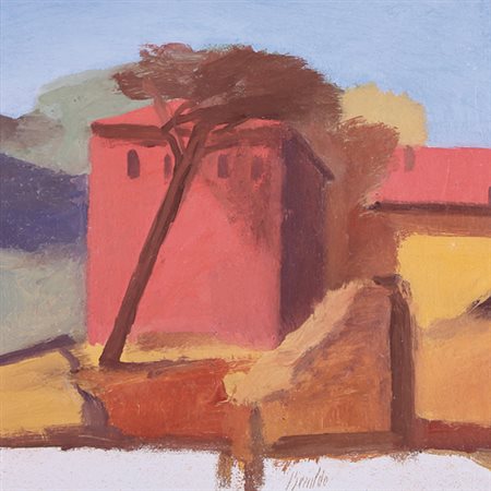 FRANCO BERALDO Meolo (Ve) 1944 Paesaggio strappo d'affresco su tela cm....