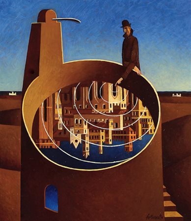 FRANCO FORTUNATO Roma 06/12/1946 Il sogno del vagabondo olio su faesite cm....