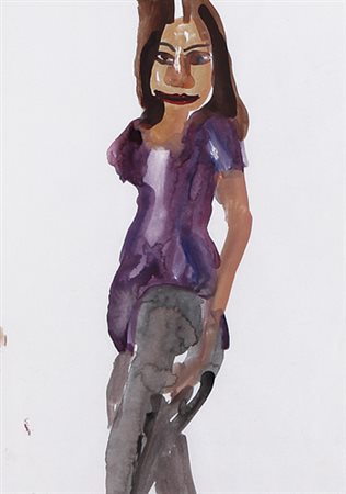 CHANTAL JOFEE 1969 Figura femminile acquerello su carta cm. 30x21, firma al...