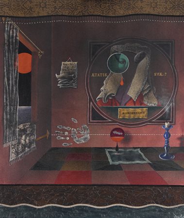 SERGIO FERGOLA Napoli 1936 Interno olandese, 1985 olio su tela cm. 120x100,...