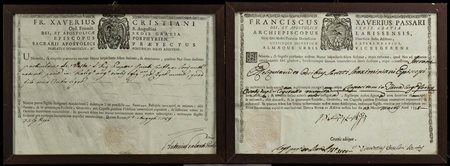 COPPIA DI DOCUMENTI ECCLESIASTICI 