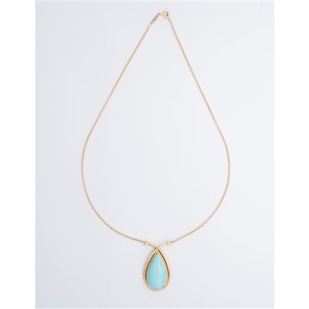 Girocollo in oro, turchese e brillanti