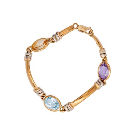 Bracciale in oro, topazi e ametista
