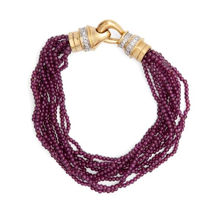 Bracciale in rubellite oro e brillanti.