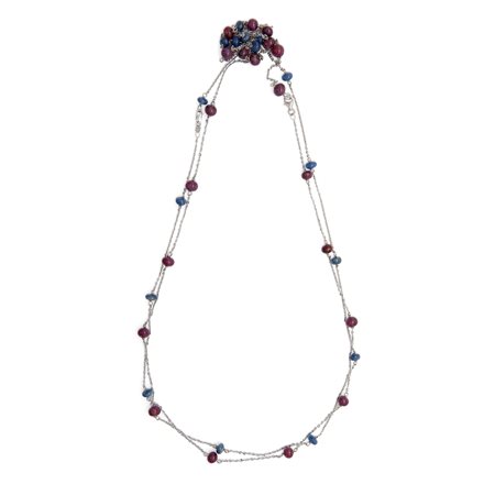 Coppia di lacci in oro, rubini e zaffiri