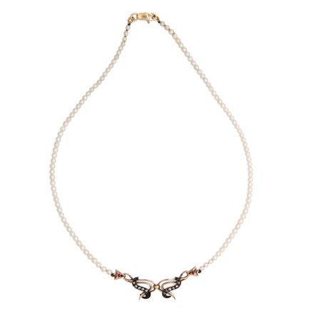 Collana in oro, argento, diamanti e perle