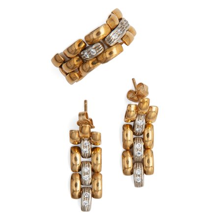 Demi parure anello e orecchini oro e brillanti