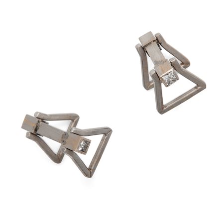 Coppia gemelli in oro e diamanti taglio princess